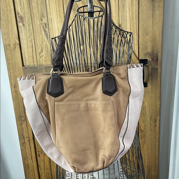 orYANY Large Brown Soft Leather W/Pink Sides Dark Brown Straps. - Picture 5 of 13
